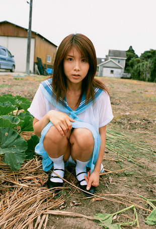 Cute asian schoolgirl posing, amateur